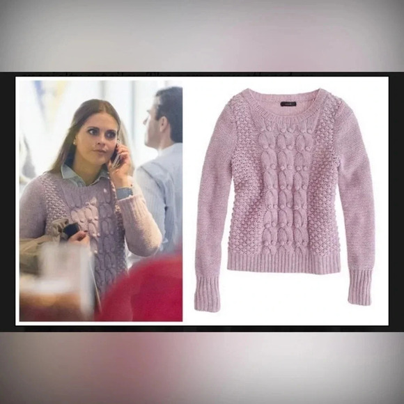 J. Crew Sweater Women's Medium Lilac‎ Lambs Wool Hand Chunky Knit Rib Trim - Picture 3 of 6